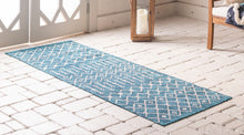Load image into Gallery viewer, Outdoor Tribal Trellis Rug in Teal