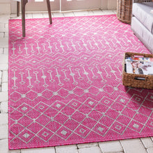 Load image into Gallery viewer, Outdoor Tribal Trellis Rug in Pink