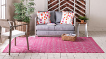 Load image into Gallery viewer, Outdoor Tribal Trellis Rug in Pink