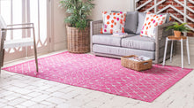 Load image into Gallery viewer, Outdoor Tribal Trellis Rug in Pink
