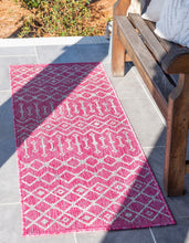 Load image into Gallery viewer, Outdoor Tribal Trellis Rug in Pink