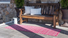 Load image into Gallery viewer, Outdoor Tribal Trellis Rug in Pink