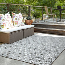 Load image into Gallery viewer, Outdoor Deco Trellis Rug in Charcoal