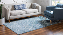 Load image into Gallery viewer, Matrix Trellis Deco Rug in Blue