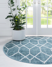 Load image into Gallery viewer, Matrix Trellis Deco Rug in Blue