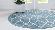 Load image into Gallery viewer, Matrix Trellis Deco Rug in Blue