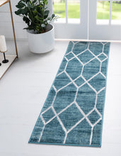 Load image into Gallery viewer, Matrix Trellis Deco Rug in Blue