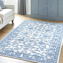 Load image into Gallery viewer, Floral Boston Rug in Ivory/Blue