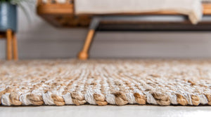 Assam Braided Jute Rug in Natural/Ivory