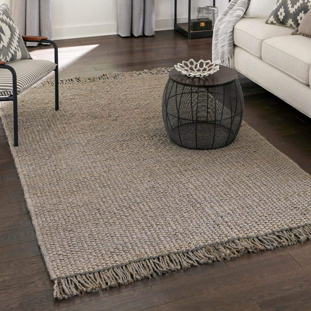 Chunky Jute Rug in Gray | Large Area Rug | Modern, Natural Rug