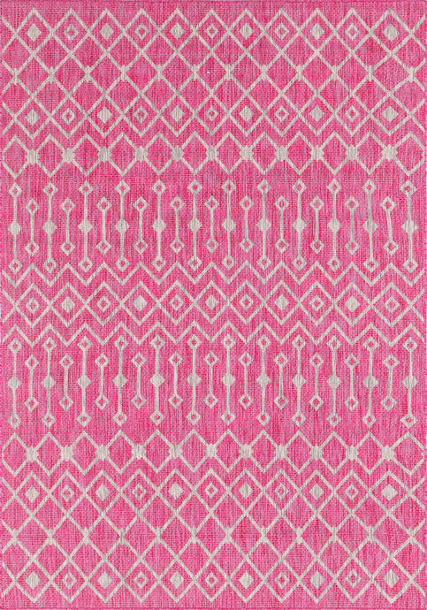 Outdoor Tribal Trellis Rug in Pink