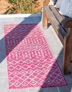 Outdoor Tribal Trellis Rug in Pink