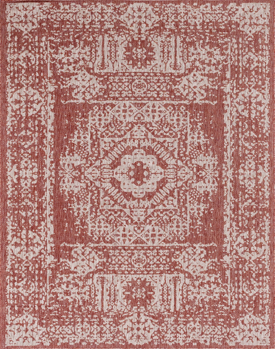 Outdoor Timeworn Rug in Rust Red