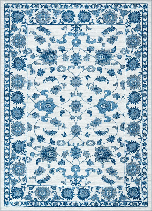 Floral Boston Rug in Ivory/Blue