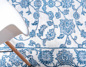 Floral Boston Rug in Ivory/Blue