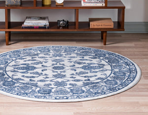 Floral Boston Rug in Ivory/Blue