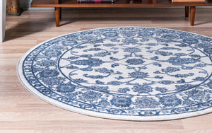 Floral Boston Rug in Ivory/Blue